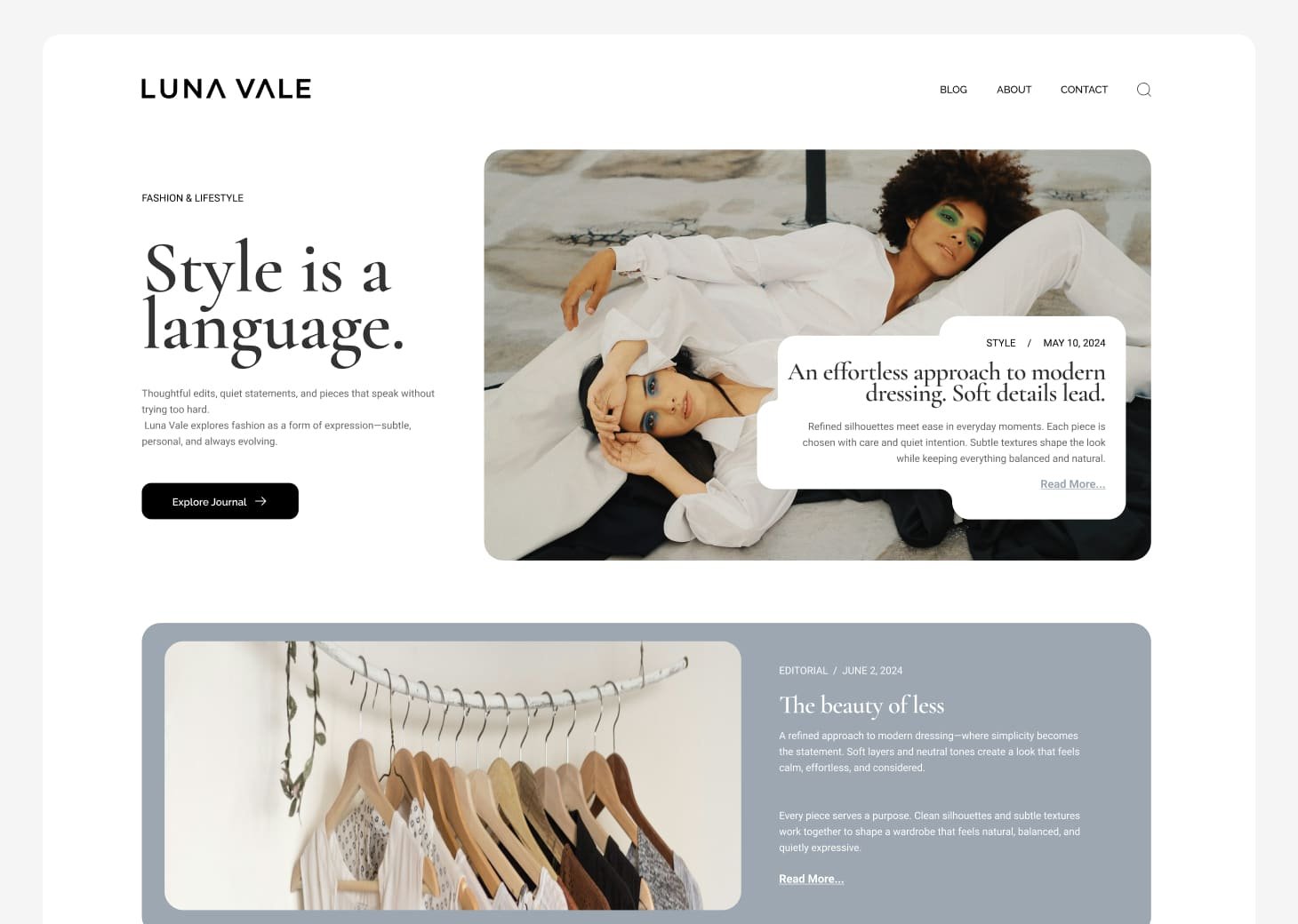 Luna Vale clothing website project preview